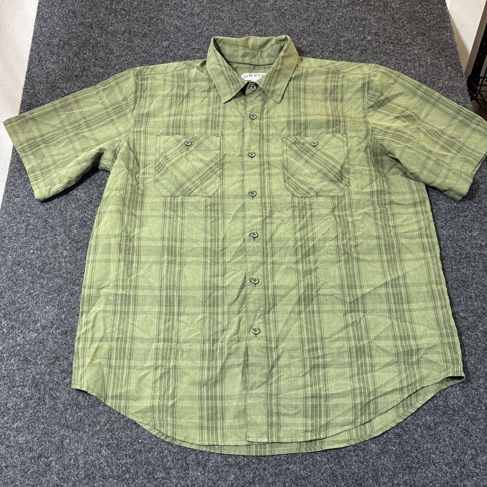 ORVIS Men's Short Sleeve Tech Shirt Green Size XL Hiking Outdoors